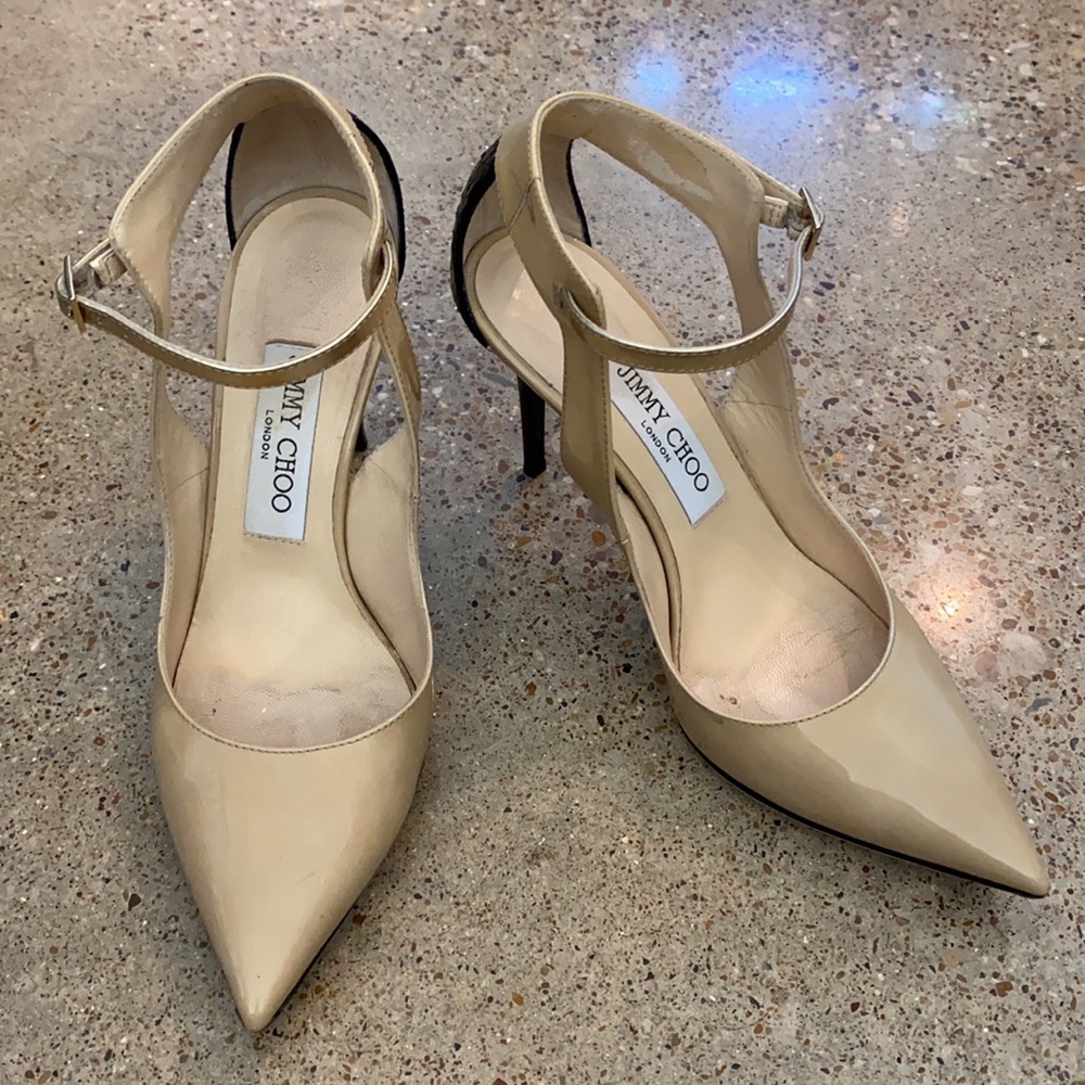 Jimmy Choo. Size 36.5. Tan and Black.
